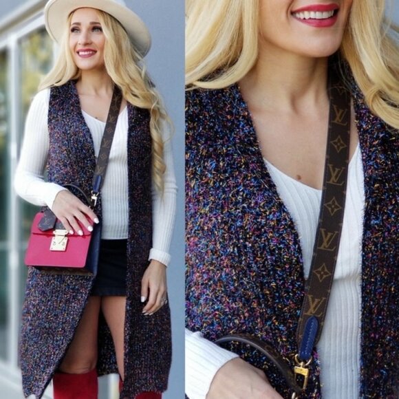 TINSEL TOWN Sparkly Sweater Hooded Vest - Picture 2 of 3